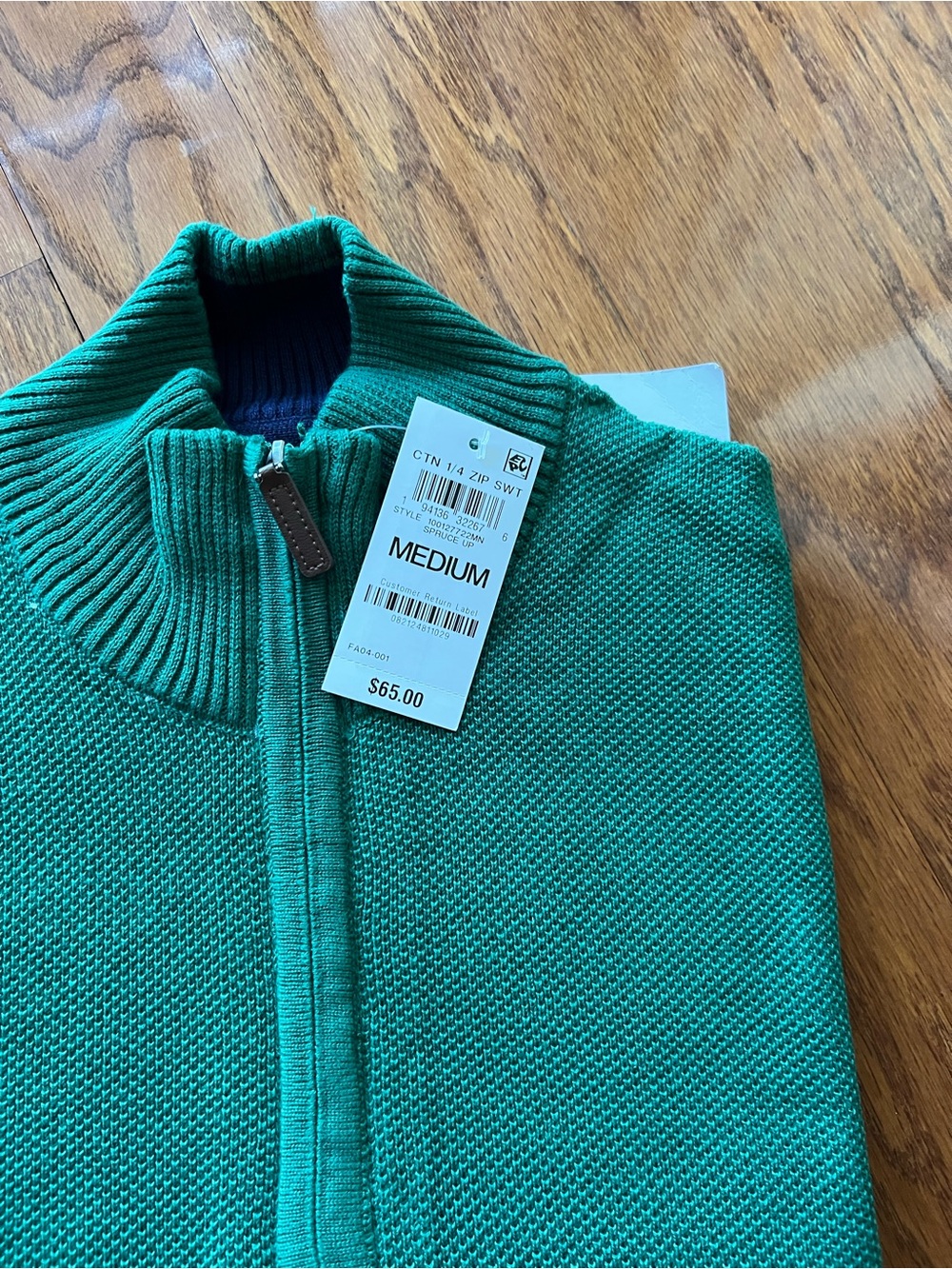 Club Room Green Men’s Half-Zip Sweater - Picture 4 of 7